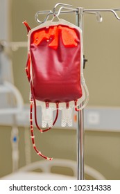 A Blood Bag For Infusion Into A Clinic. Donor Blood Is Administered.