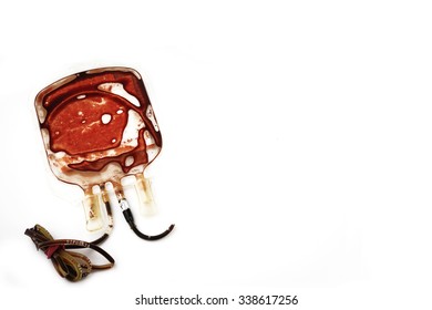 Blood Bag Nearly Empty Isolated On White Background.