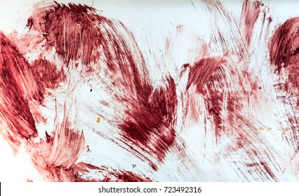 Blood And Bloody Marks In Old Bathtub. Halloween Background.