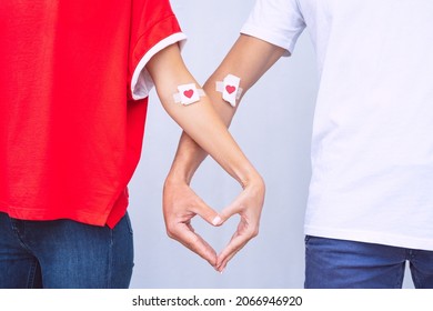 Blood Donation. World Blood Donor Day. Man And Woman After Giving Blood. Save Lives Concept.