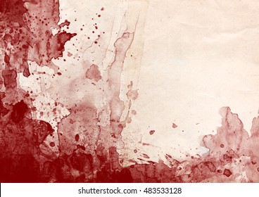 Blood Drips And Drops On Old Paper Texture