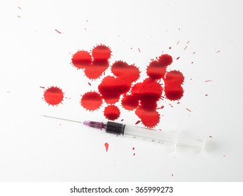 Blood Filled Syringe Drops Blood Splashes Stock Photo 365999273 ...