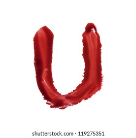 Blood Font Written With Bloody Finger The Letter U