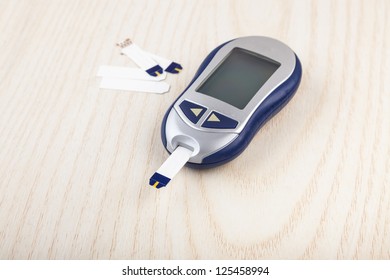 blood glucose test strips on the table
