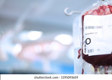Blood group O Rh negative of packed red cell (PRC) bag for blood transfusion