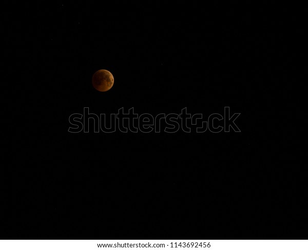 The blood moon during the\
lunar eclipse of 2018 - the longest total lunar eclipse of the\
century. 