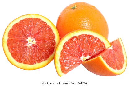 Blood Orange Slice Isolated On A White Background