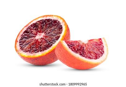 Blood Oranges Isolated On White Background.