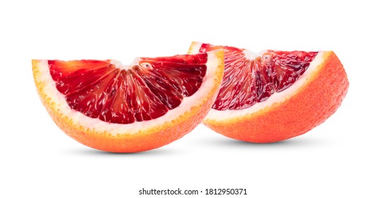 Blood Oranges Isolated On White Background.