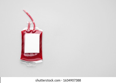Blood pack for transfusion on grey background