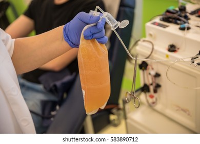 Blood Plasma Donation At A Clinic
