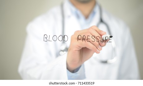 Blood Pressure , Doctor Writing On Transparent Screen