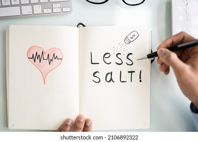 Blood Pressure And Hypertension. Eat Less Salt And Low Sodium Diet