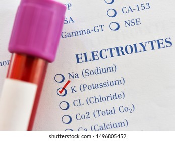 Blood Sample Tube With Laboratory Requisition Form For Potassium Test