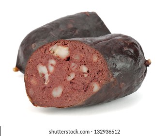Blood sausage on a white background.