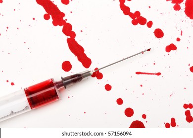 Syringe Blood Splatter On White Background Stock Photo 1511886029 