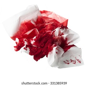 Blood In Tissue Paper On A White Background