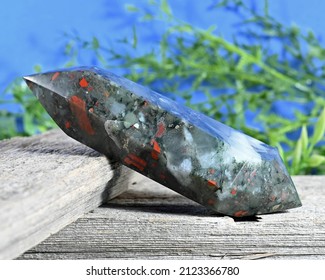 Bloodstone Jasper wand with large space for text