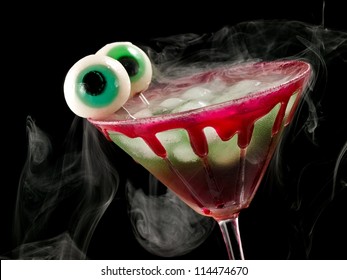 Bloody Cold Halloween Cocktail With Eyes