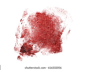 Bloody Fingerprint On A White Background