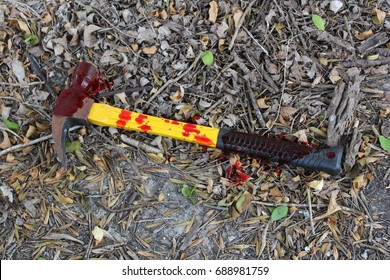 Bloody Hammer In Woods