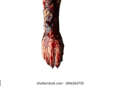 Bloody Hand Isolated On White Background.