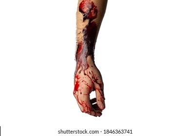 Bloody Hand Isolated On White Background.