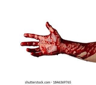 Bloody Hand Isolated On White Background.