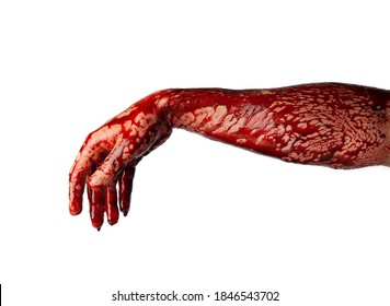 Bloody Hand Isolated On White Background.