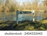 Bloody Lake or Battle Of Horseshoe Bend Historical Marker, Blackhawk Memorial County Park near Wiota, site of the Battle Of Pecatonica, Black Hawk War, 1832, Wisconsin