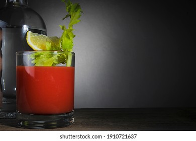 Bloody Mary cocktail with celery and lemon
