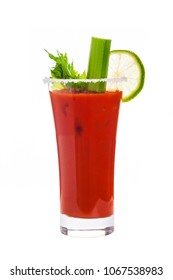 Bloody Mary Cocktail Isolated on white background. Selective focus.