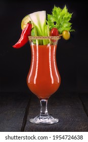 Bloody Mary, A Cocktail Made With Vodka, Tomato Juice, Lemon Juice, Worcestershire Sauce, Tabasco And Pepper