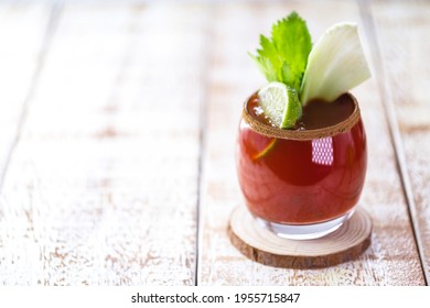 Bloody Mary, A Cocktail Made With Vodka, Tomato Juice, Lemon Juice, Worcestershire Sauce, Tabasco And Pepper