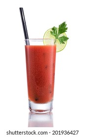 Bloody Mary cocktails, isolated on white
