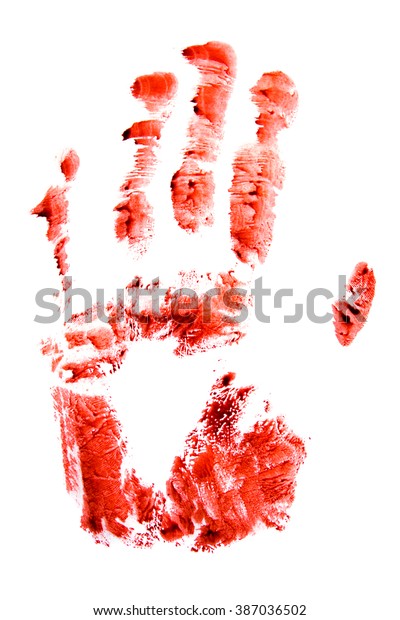 Bloody Red Hand Fingers Print Isolated Stock Photo 387036502 | Shutterstock