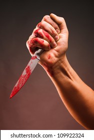 Bloody Stabbing. Hand With Knife