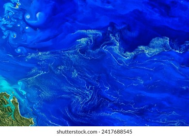 A Bloom of NitrogenFixing Bacteria. An important player in the nitrogen cycle, Trichodesmium makes a seasonal appearance off the northeast. Elements of this image furnished by NASA.