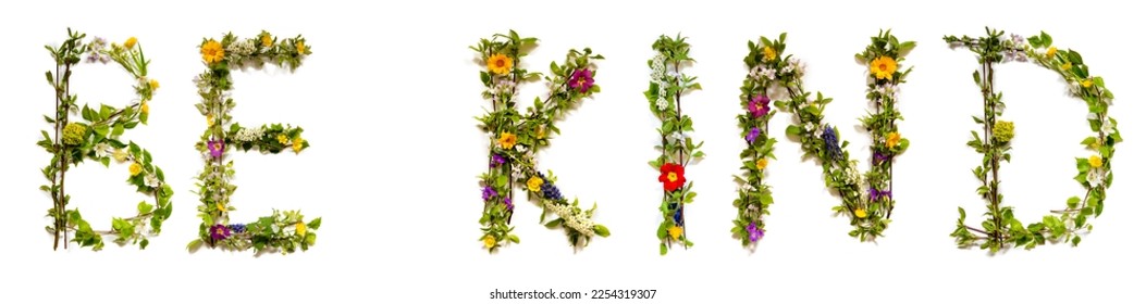Blooming Flower Letters Building English Word Be Kind - Shutterstock ID 2254319307