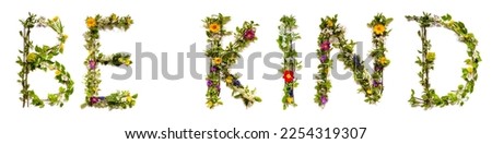 Blooming Flower Letters Building English Word Be Kind