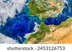 Blooming Gibraltar. The narrow waterway is a complex environment that gives rise to some striking phytoplankton blooms. Elements of this image furnished by NASA.