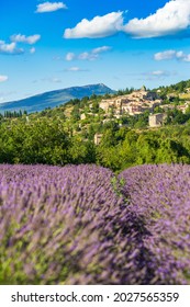 Blooming lavender fields and village of Aurel in background in Vaucluse, Provence-Alpes-Cote d'Azur, France - Shutterstock ID 2027565359