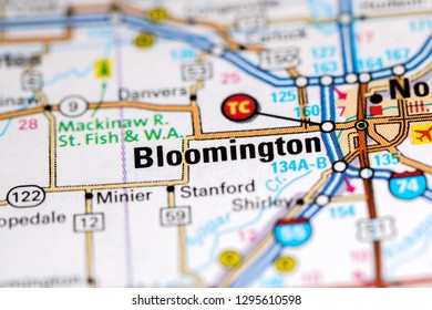 Bloomington. Illinois. USA On A Map