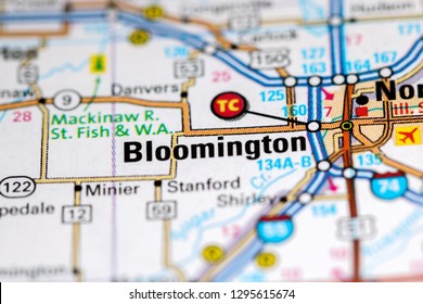 Bloomington. Illinois. USA On A Map