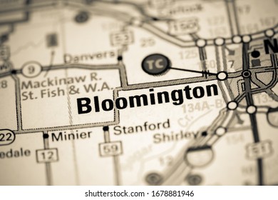 Bloomington. Illinois. USA On A Map