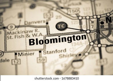 Bloomington. Illinois. USA On A Map