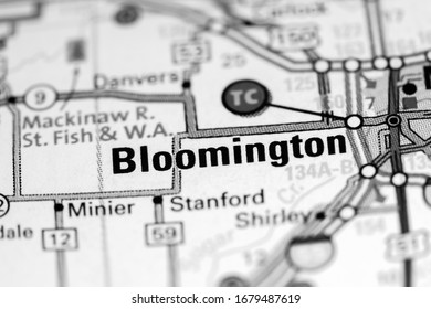 Bloomington. Illinois. USA On A Map