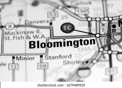 Bloomington. Illinois. USA On A Map