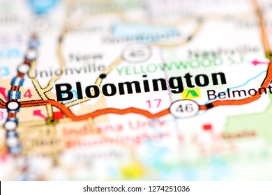 Bloomington. Indiana. USA On A Geography Map