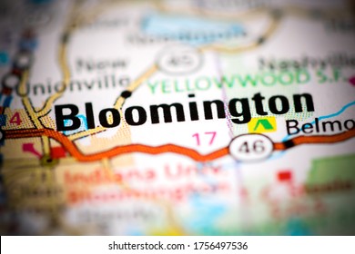 Bloomington. Indiana. USA On A Geography Map
